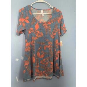 XXS Stretch Lularoe New Without tags Perfect Tee Grey and Orange Floral